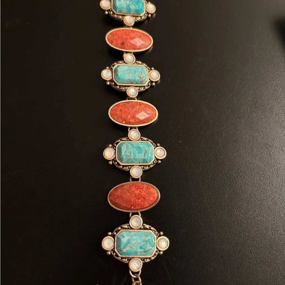 Genuine Turquoise, Coral, and Mop Jewelry Set - Picture 10 of 15